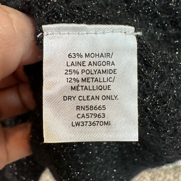 Lewit Metallic Mohair Blend V-Neck Tie Sleeve Sweater Size Medium - Picture 10 of 12